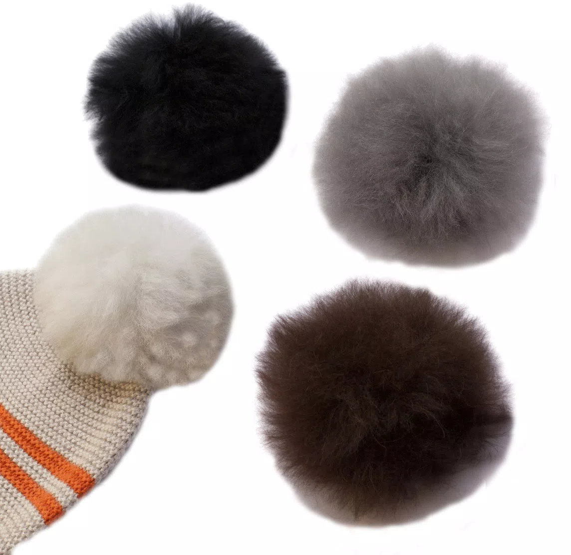 Baby Alpaca Fur Pom Poms D14