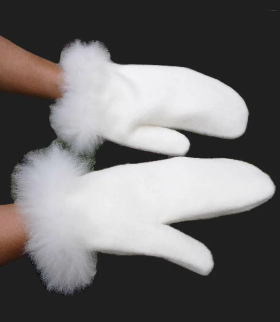 Fashion Baby Alpaca Fur Trim Mittens D07