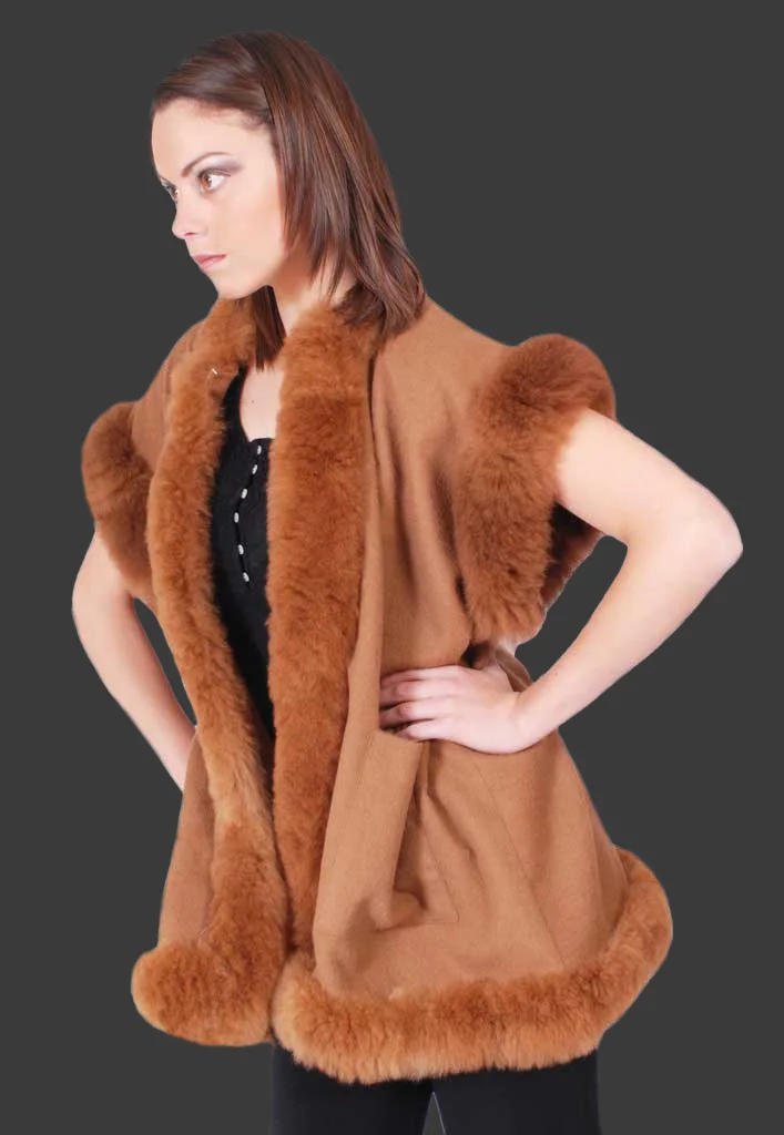 Baby Alpaca Fur Trim Vest D04