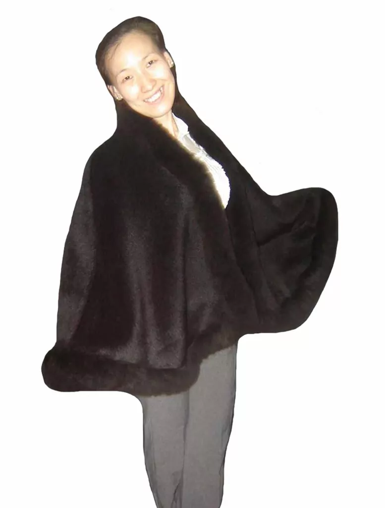 Baby Alpaca Fur Trim Cape D10