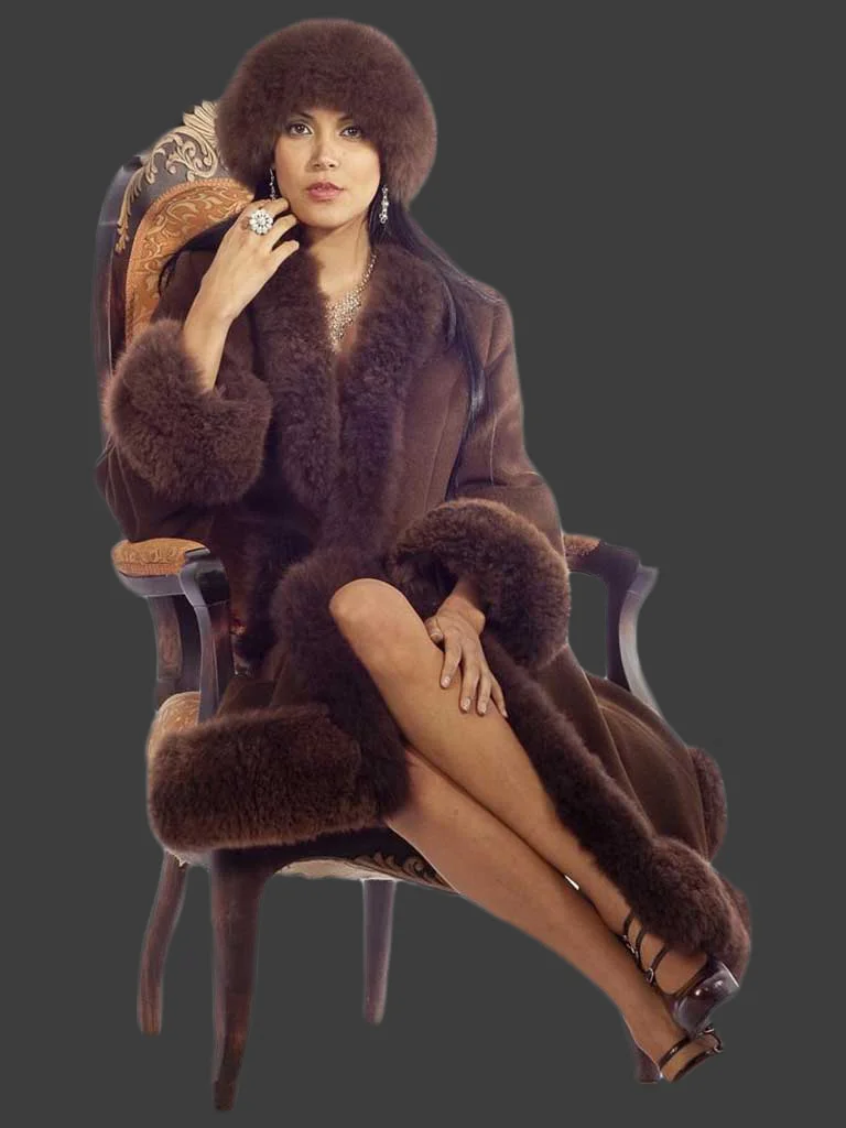 Fine Baby Alpaca Fur Trim Coat D09