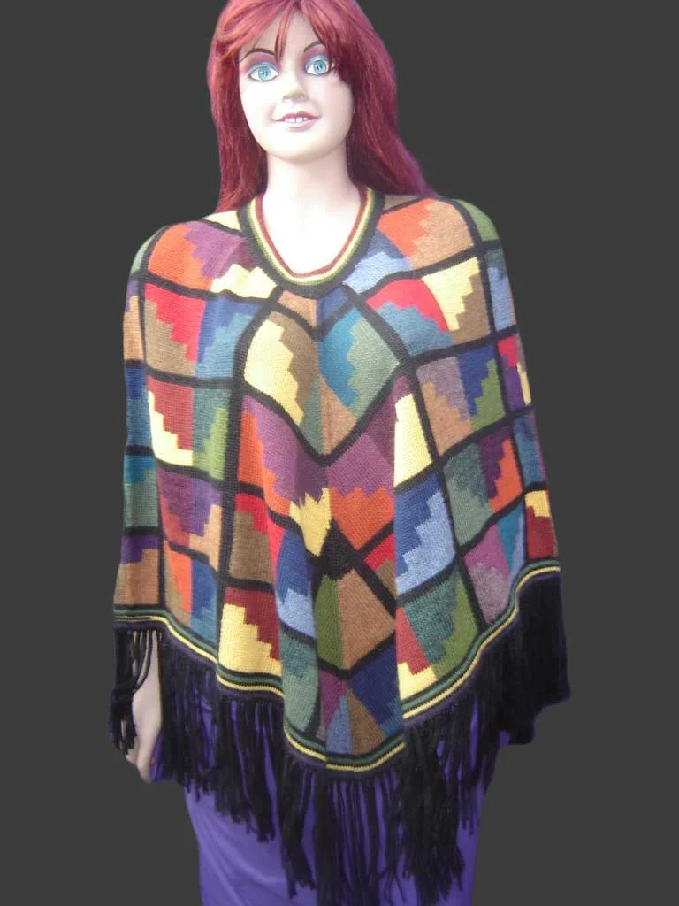 Multicolor Baby Alpaca Poncho D03