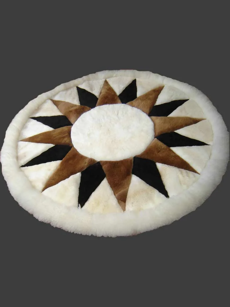 Round Baby Alpaca Fur Rug D04